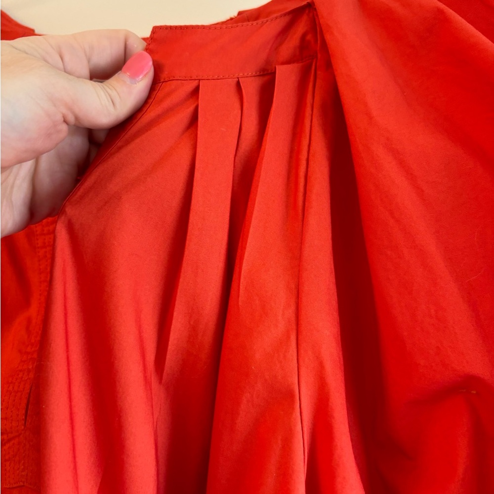 Ulla Johnson 100% Cotton Orange Puff Sleeve Tiere… - image 2